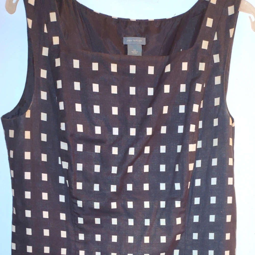 Ann Taylor Brown and Cream Check Sleeveless Dress